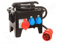 Electric switchboard; 5G6mm2; Sockets: 6; rubber; black; 2m; 32A