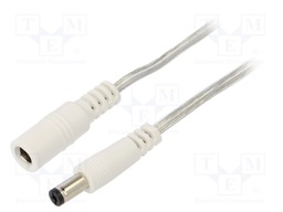 Cable; DC 5,5/2,1 plug,DC 5,5/2,1 socket; straight; 0.5mm2; 3m