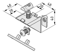 Angle bracket; for profiles; Width of the groove: 8mm; W: 40mm