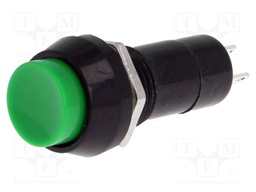 Switch: push-button; Pos: 2; SPST-NO; 1A/250VAC; green; Ø12mm; 20mΩ