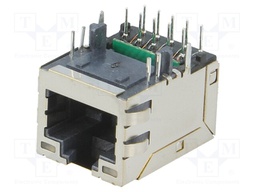 Socket; RJ45; MXMag; PIN: 8; shielded,with LED; gold-plated; THT