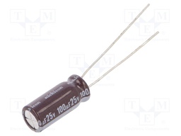 Capacitor: electrolytic; low impedance; THT; 100uF; 25VDC; ±20%