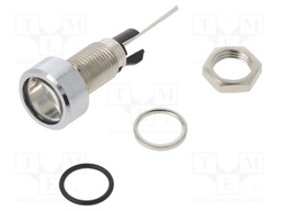 Indicator: LED; flat; Cutout: Ø8mm; for PCB; brass; ØLED: 5mm