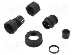 Plug; Connector: circular; size D; male; PIN: 2; gold-plated; 20A