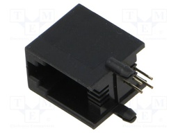 Socket; RJ9; PIN: 4; Layout: 4p4c; on PCBs,PCB snap; THT; angled 90°