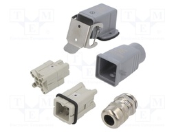 Connector: HDC; male + female; plug + socket; HA; PIN: 4; 3+PE; PG11