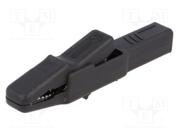 Crocodile clip; 25A; black; Grip capac: max.9.5mm