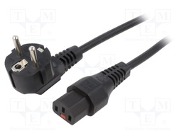 Cable; CEE 7/7 (E/F) plug angled,IEC C13 female; 4m; black; 10A