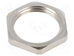 Nut; M25; brass; 30mm; Thread: metric; Pitch: 1.5; Plating: nickel