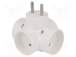 Connector: AC supply; splitter; Layout: 2P; Type: round; white