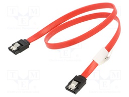 Cable: SATA; SATA plug,both sides; 0.5m; red; Core: Cu; 26AWG