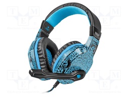 Headphones with microphone; HELLCAT; black,blue; Jack 3,5mm x2