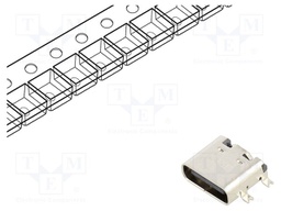 USB Type C, 2.0, 16P, Receptacle, Horizo