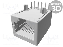 Socket; RJ50; PIN: 10; Cat: 3; shielded; Layout: 10p10c; THT; on PCBs