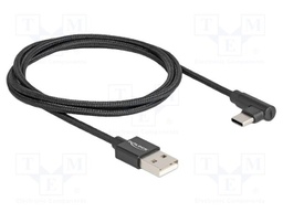 Cable; USB 2.0; USB A plug,USB C plug 90° left/right; 1m; black