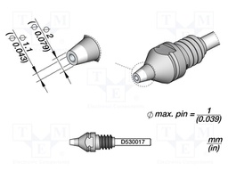 Tip: for desoldering irons; 2x1.1mm; JBC-DT530-A