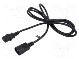 Cable; 3x0.75mm2; IEC C13 female,IEC C14 male; PVC; 1.8m; black