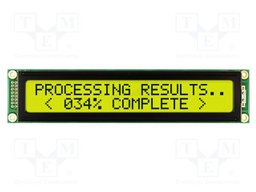 Display: LCD; STN Positive; 20x2; yellow-green; 180x40mm; LED; 1x16