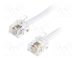 Cable: telephone; RJ11 plug,both sides; 5m; white