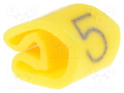 Markers for cables and wires; Label symbol: 5; 3÷5mm; PVC; yellow