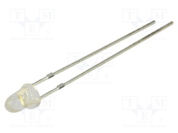 LED; 3mm; white warm; 60000÷70000mcd; 15°; Front: convex; 2.7÷3V