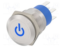 Switch: vandal resistant; Pos: 2; DPST; 3A/250VAC; OFF-ON; blue