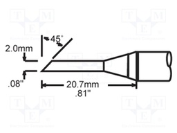 Tip; hoof,elongated; 2mm; 421°C; for soldering station