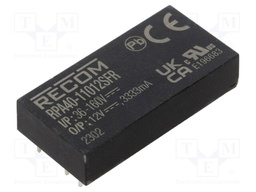 Converter: DC/DC; 40W; Uin: 36÷160V; Uout: 12VDC; Iout: 3333mA; 2"x1"