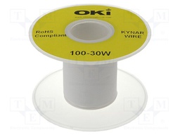 Wire; solid; OFC; 30AWG; white; kynar 460 (PVDF); 300V; 100m