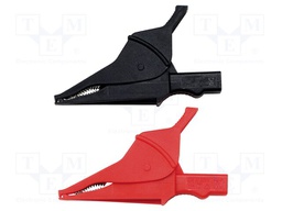 Crocodile clip; 15A; black,red; Socket size: 4mm; Connection: plug