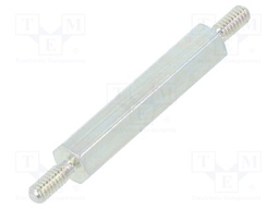 Screwed spacer sleeve; 20mm; Ext.thread: M2; hexagonal; steel