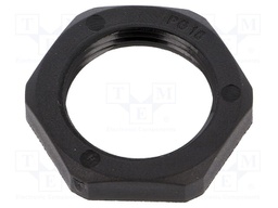 Nut; PG16; polyamide; UL94V-0; D: 6mm; Spanner: 30mm; black