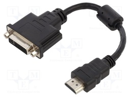 Adapter; DVI-I (24+5) socket,HDMI plug; single link; 0.2m; black