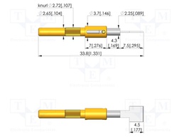 Test needle; Spring compression: 4mm; 5mm; 8A; steel; Ø: 5mm; flat