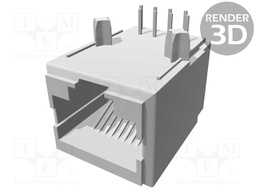 Socket; RJ45; PIN: 8; Layout: 8p8c; THT; on PCBs