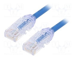 Patch cord; TX6A-28™,U/UTP; 6a; solid; Cu; LSZH; blue; Len: 1m; 28AWG