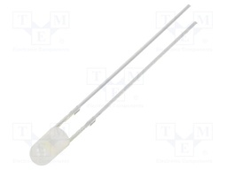 LED; 3mm; white cold; 30°; Front: convex; without flange; 7÷9lm