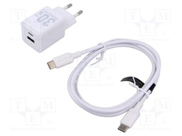 Power supply: switching; mains,plug-in; 5÷20VDC; 30W; white; 3A