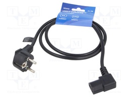 Cable; CEE 7/7 (E/F) plug angled,IEC C13 female; PVC; 1.2m; 3A