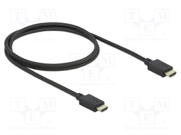 Cable; HDMI plug,both sides; textile; Len: 1m; black; 30AWG; 48Gbps