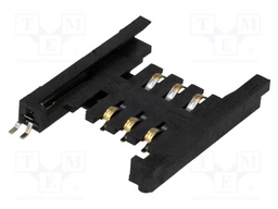 Connector: for cards; SIM; without ejector; SMT; gold flash; PIN: 6