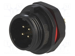 Socket; male; SP13; PIN: 4; IP68; 5A; soldering; for panel mounting
