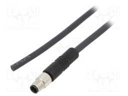 Connector: M5; plug; male; cables; for cable; PIN: 3; 1A; straight