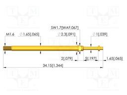Test needle; Spring compression: 4mm; 5mm; 8A; CuBe; gold-plated