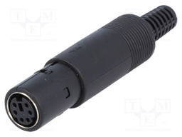 Plug; DIN mini; female; PIN: 6; soldering; for cable; straight