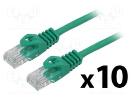 Patch cord; U/UTP; 5e; stranded; CCA; PVC; green; 0.25m; 26AWG