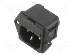 Connector: AC supply; socket; male; 10A; 250VAC; C14 (E),1x fuse