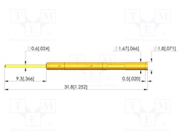 Test probe socket; gold-plated; KS-725; 31.8mm; test needles