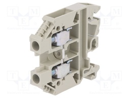 Splice terminal: rail; 6mm2; ways: 1; terminals: 2; grey; Width: 8mm