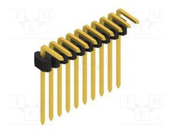Connector: pin strips; pin header; male; PIN: 10; 1.27mm; THT; 1x10